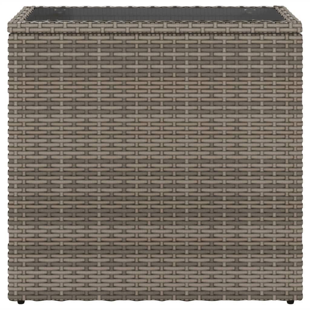 Garden Side Table with Glass Top Grey 58x27,5x55 cm Poly Rattan