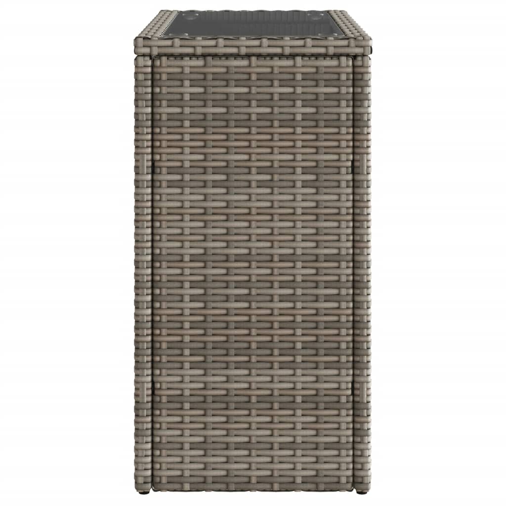 Garden Side Table with Glass Top Grey 58x27,5x55 cm Poly Rattan