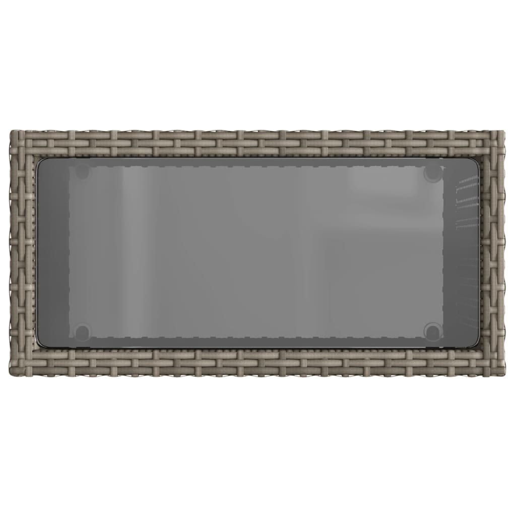Garden Side Table with Glass Top Grey 58x27,5x55 cm Poly Rattan