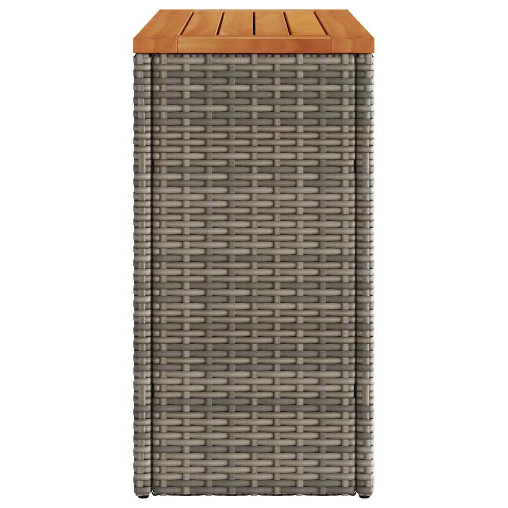 Garden Side Table with Wooden Top Grey 58x27,5x55 cm Poly Rattan