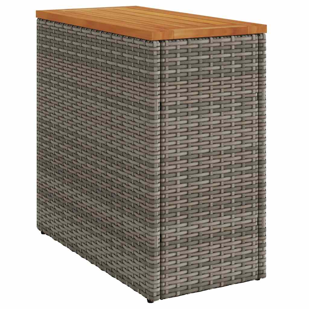 Garden Side Table with Wooden Top Grey 58x27,5x55 cm Poly Rattan