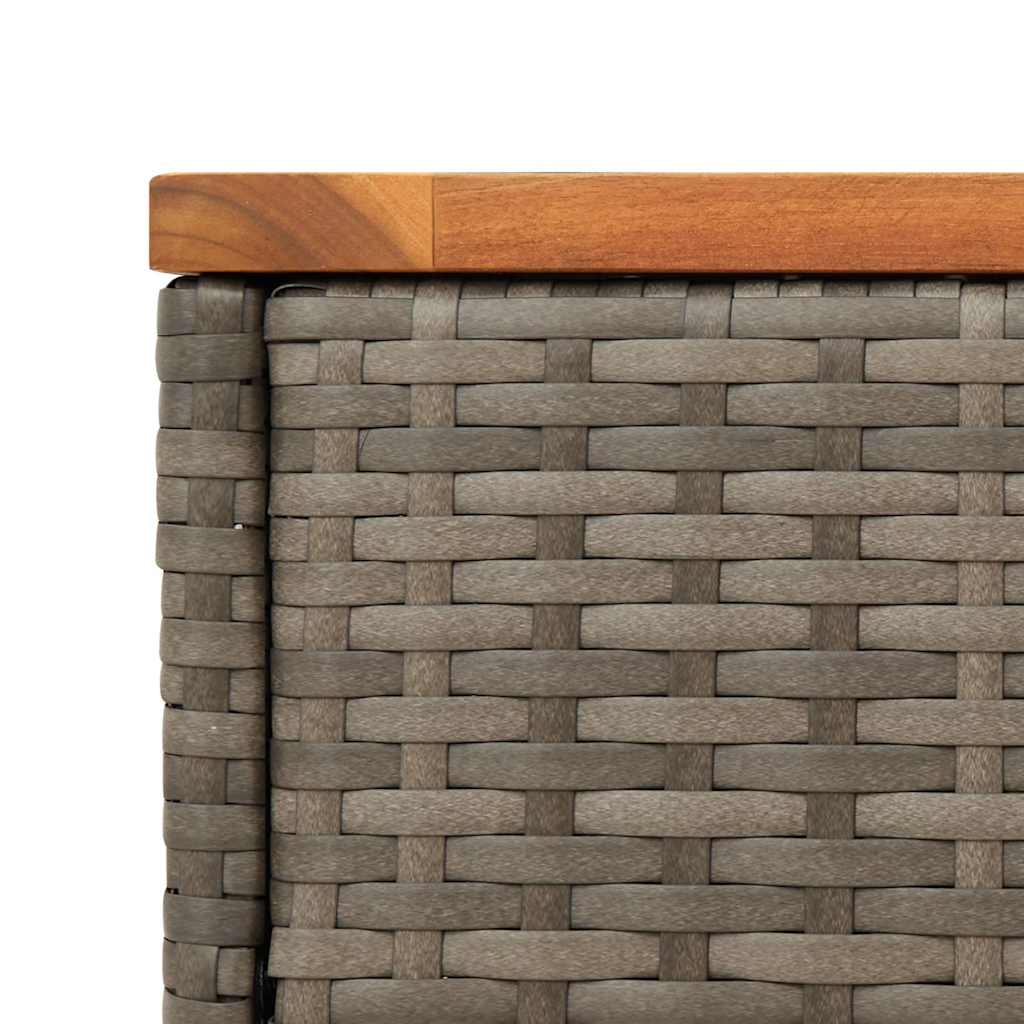 Garden Side Table with Wooden Top Grey 58x27,5x55 cm Poly Rattan