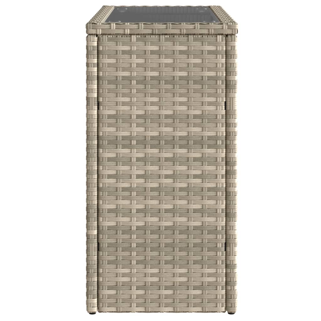 Garden Side Table with Glass Top Light Grey 58x27,5x55 cm Poly Rattan