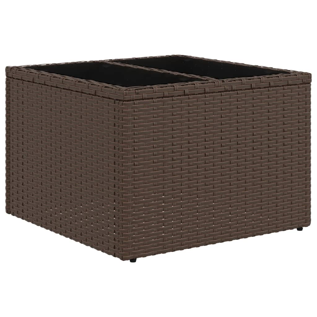 vidaXL Garden Table with Glass Top Brown 55x55x37 cm Poly Rattan