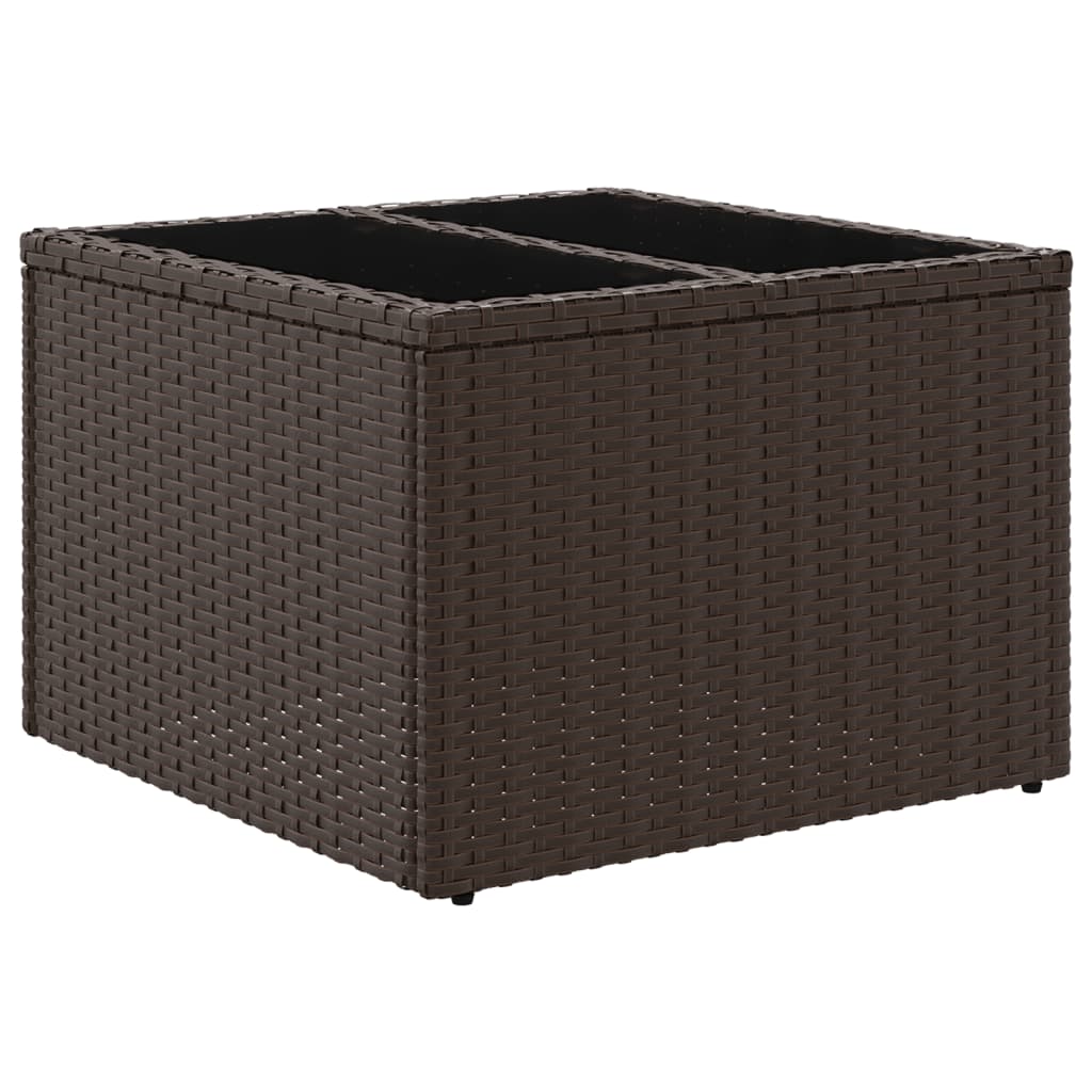 vidaXL Garden Table with Glass Top Brown 55x55x37 cm Poly Rattan