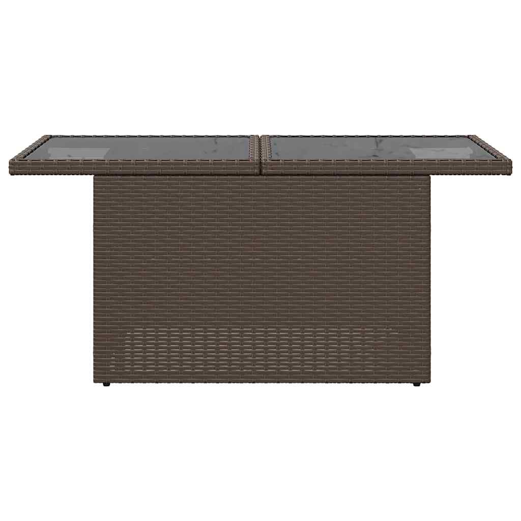 Garden Table with Glass Top Brown 100x55x73 cm Poly Rattan