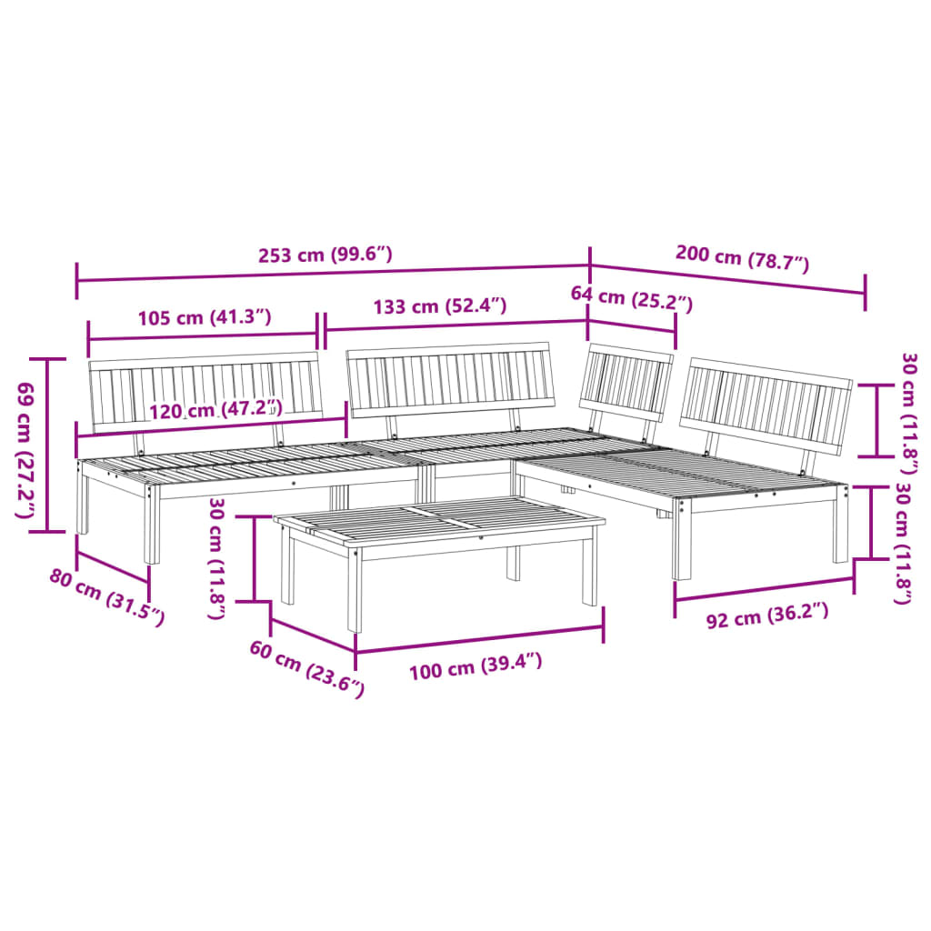 vidaXL 4 Piece Garden Pallet Sofa Set Solid Wood Acacia