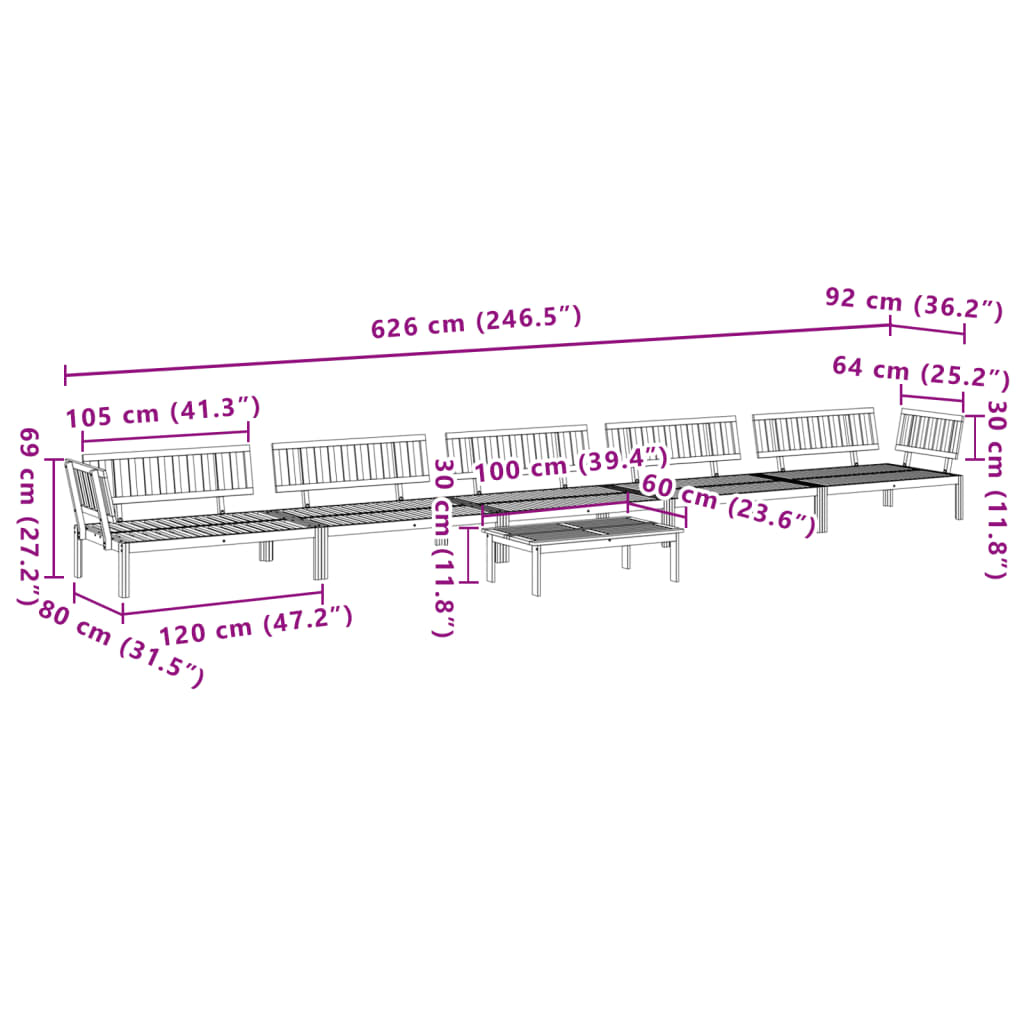 vidaXL 6 Piece Garden Pallet Sofa Set Solid Wood Acacia