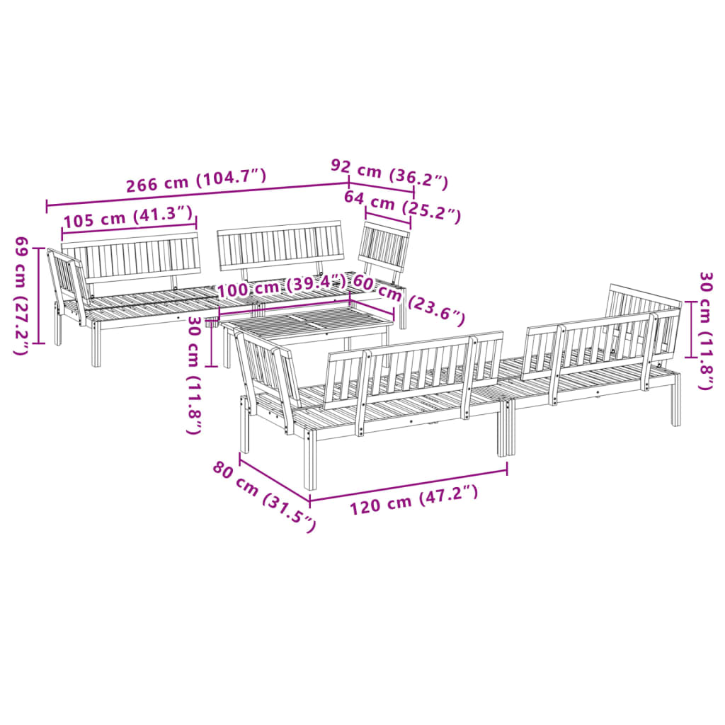 Pallet Sofa Set | Natural Wood | Solid Acacia wood | Standard | Modular