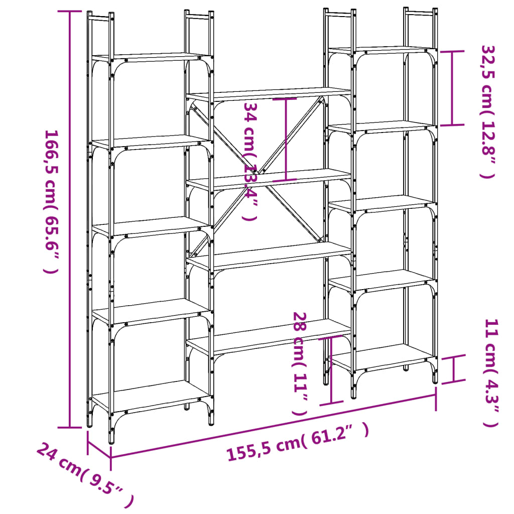 Bookshelf | Smoked oak | Engineered wood | Large | Bookshelf