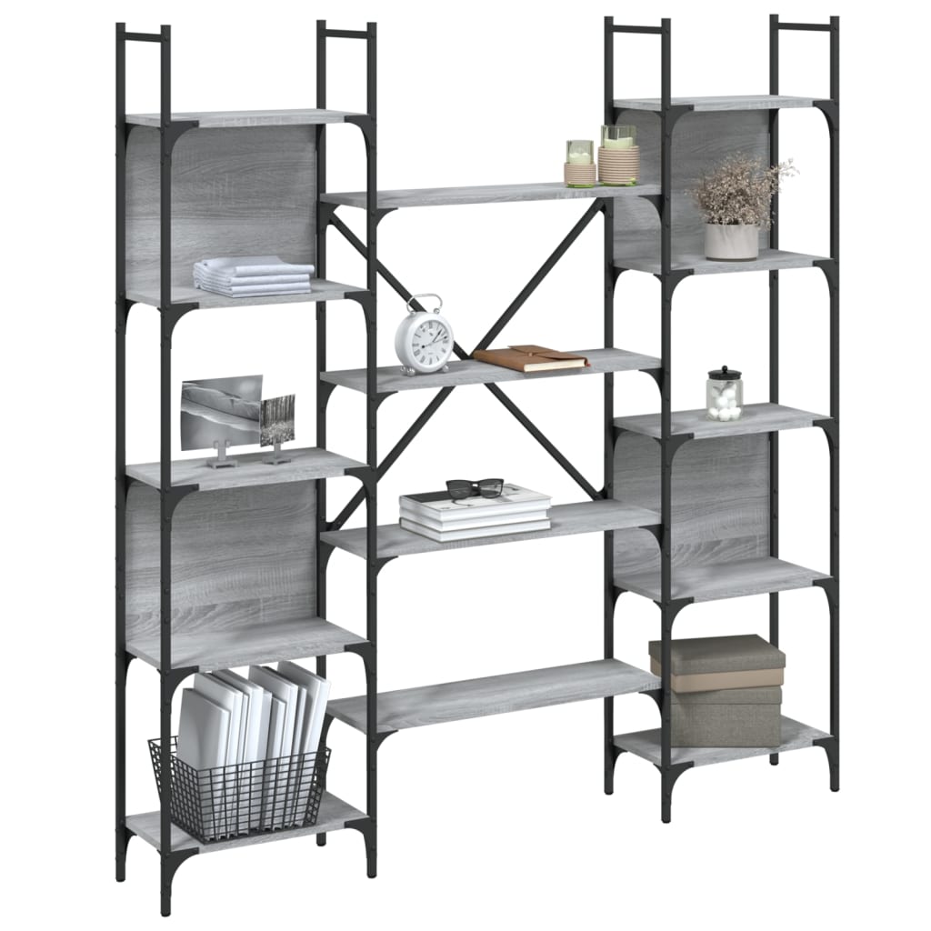 Bookshelf | Grey Sonoma | Engineered wood, powder-coated steel | Tall