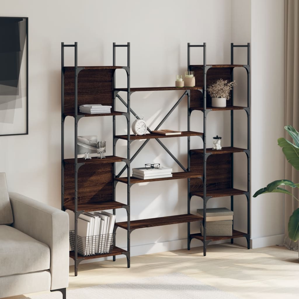 Bookshelf | Brown oak | Engineered wood | Tall | Bookshelf | Rectangular