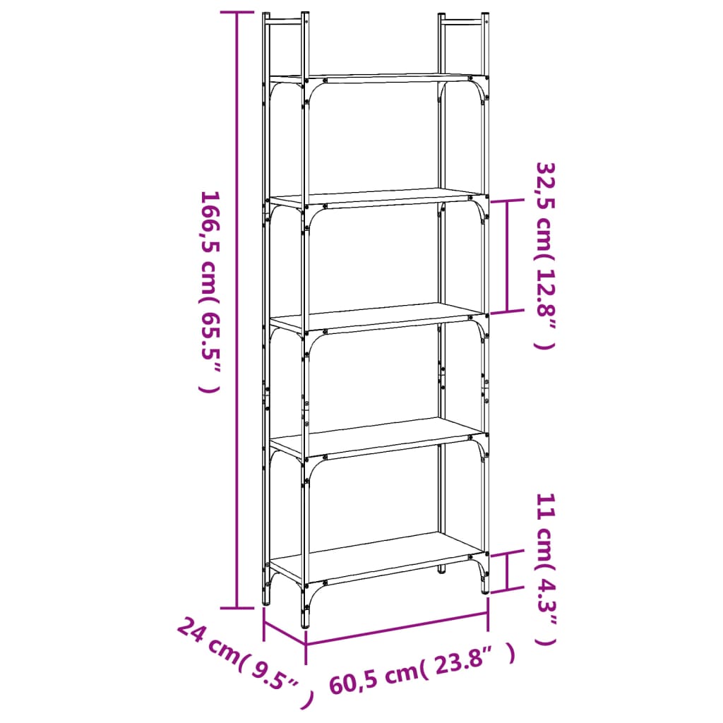 Bookshelf | Smoked Oak | Engineered wood | Tall | Bookshelf | Rectangular