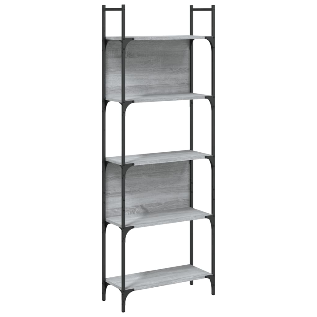 Bookshelf | Grey Sonoma | Engineered Wood, Powder-Coated Steel | 5-Tier
