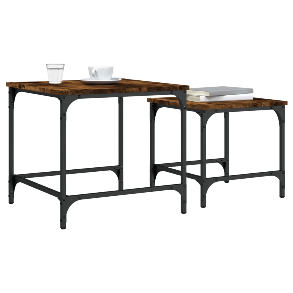 Nesting Coffee Tables 2 pcs Smoked Oak Engineered Wood