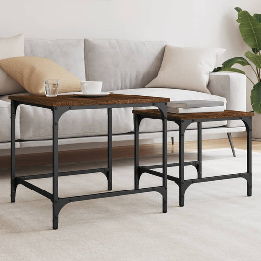 Nesting Coffee Tables 2 pcs Brown Oak Engineered Wood