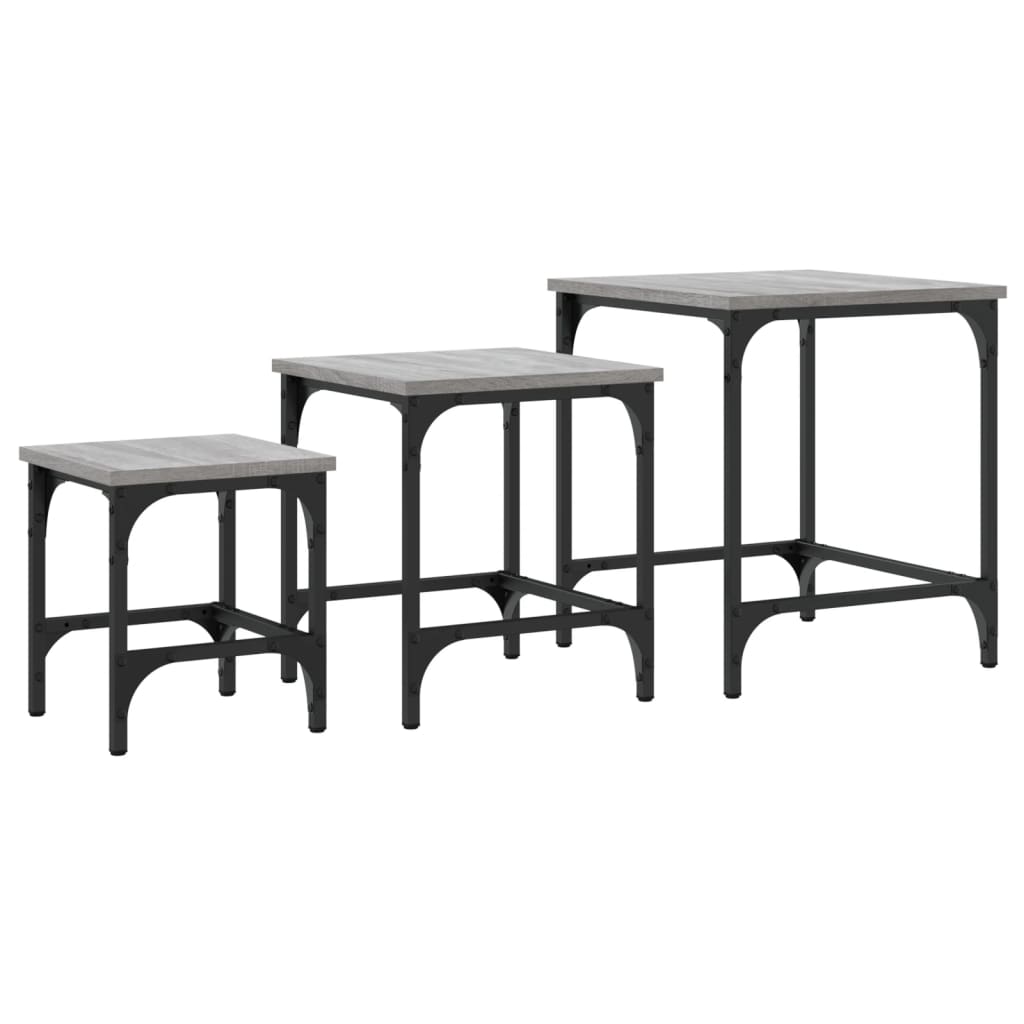 vidaXL Nesting Coffee Tables 3 pcs Grey Sonoma Engineered Wood