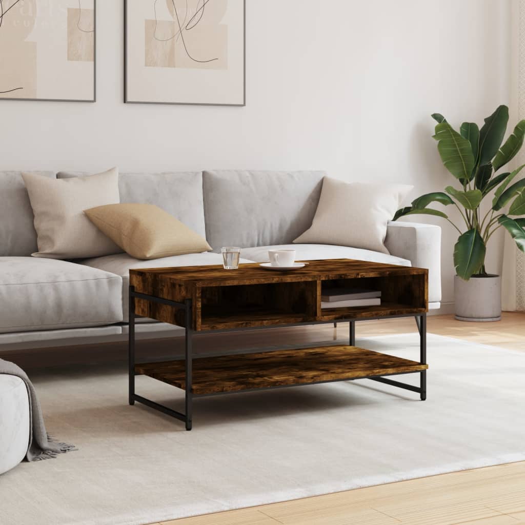 Coffee Table Smoked Oak 90x50x45 cm Engineered Wood