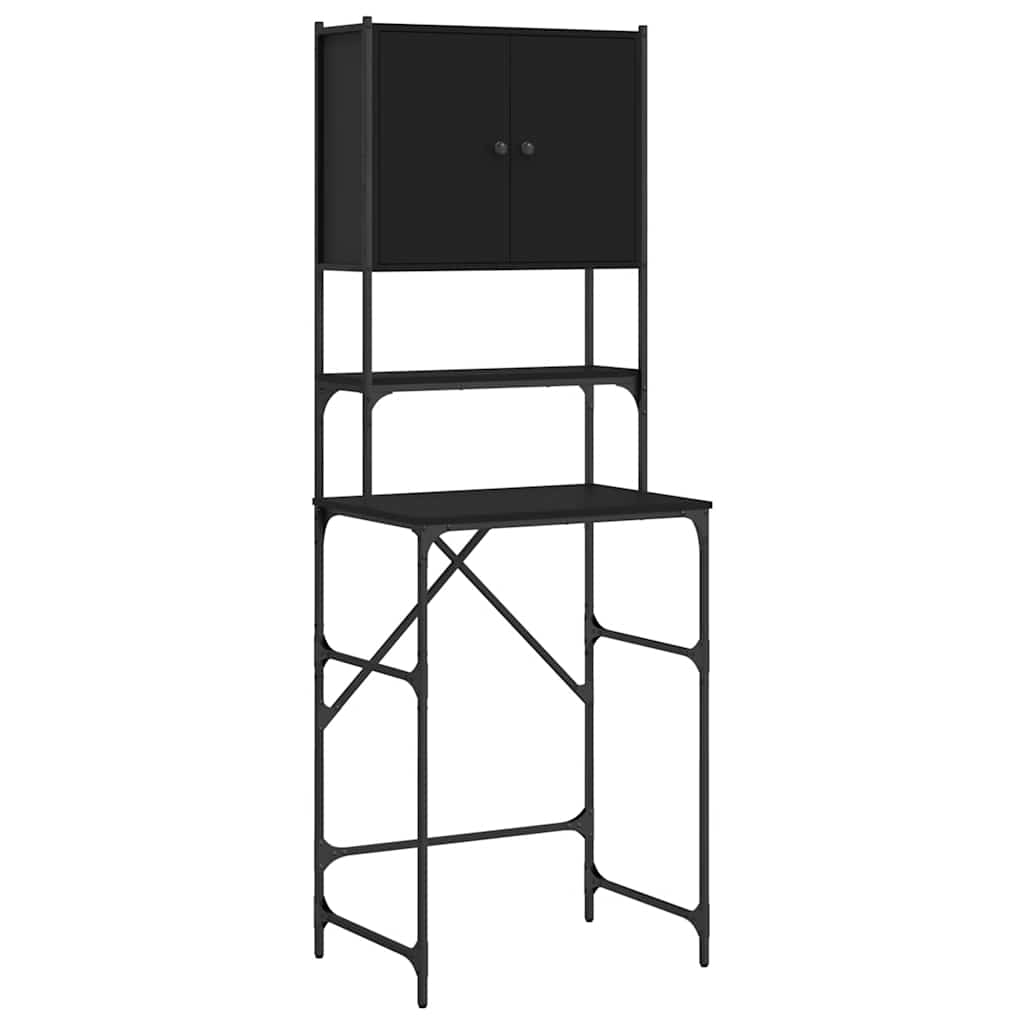 Washing Machine Cabinet Black 68x48,5x194 cm