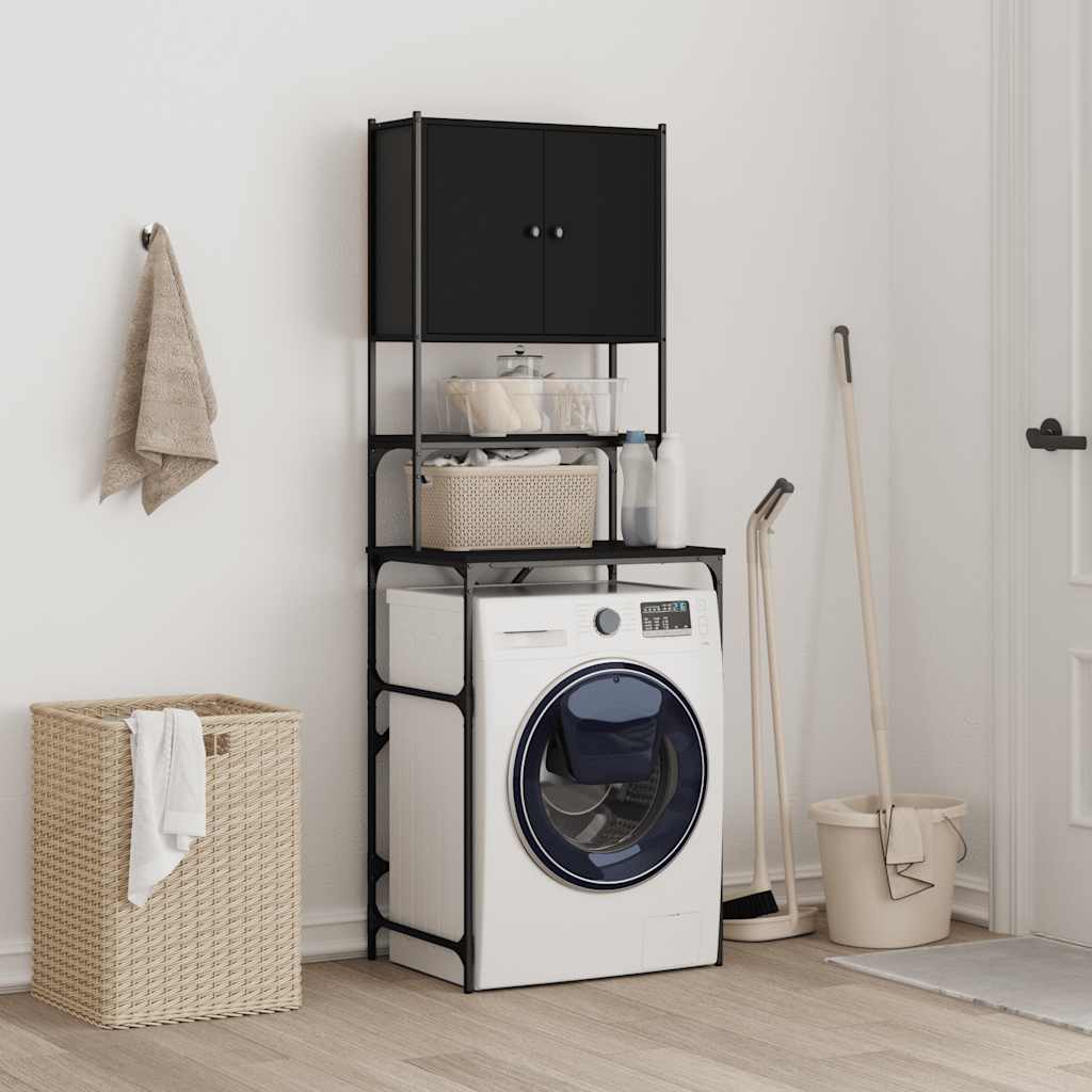 Washing Machine Cabinet Black 68x48,5x194 cm