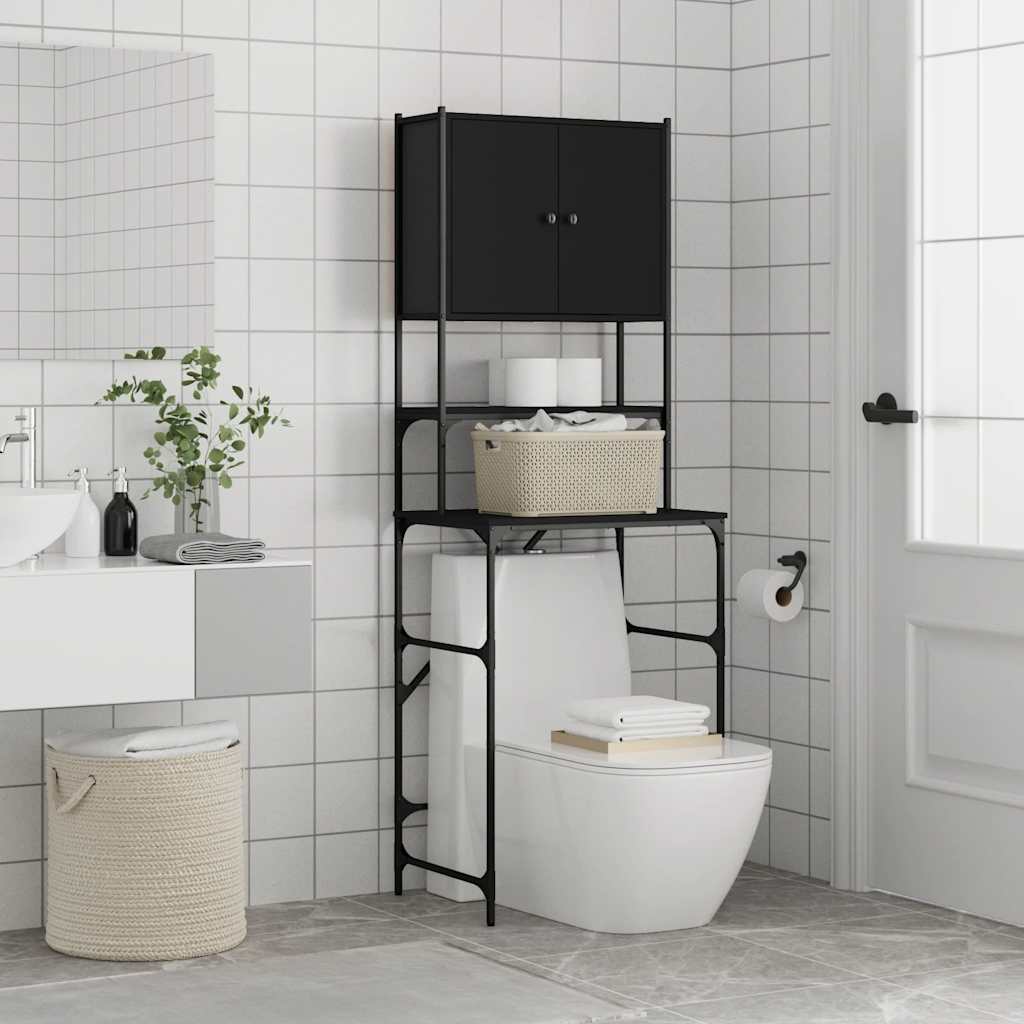 Washing Machine Cabinet Black 68x48,5x194 cm