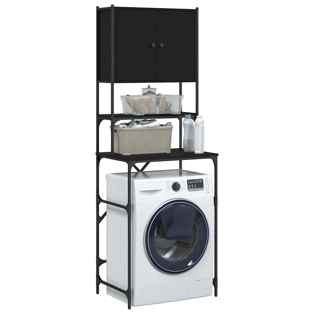 Washing Machine Cabinet Black 68x48,5x194 cm