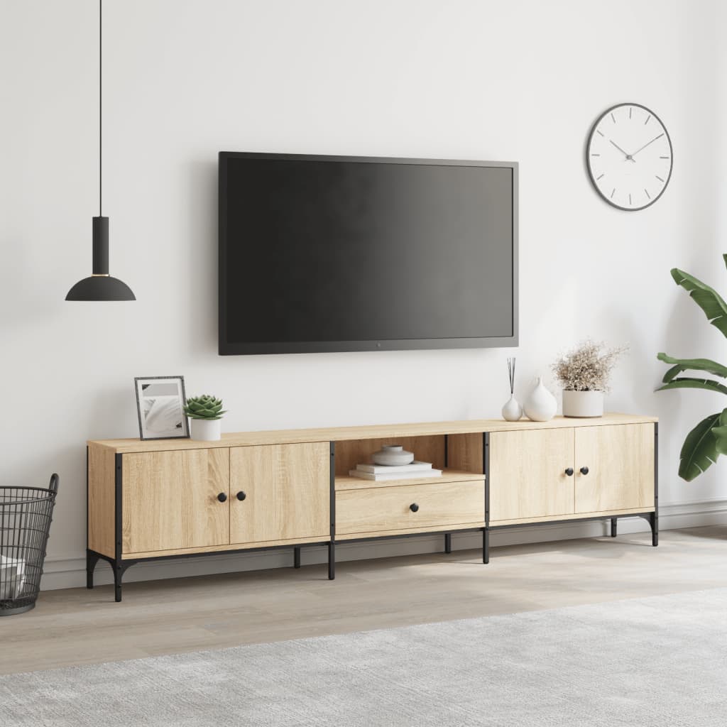 vidaXL TV Cabinet with Drawer Sonoma Oak 200x25x44 cm Engineered Wood