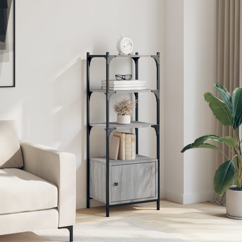 Bookcase 3-Tier Grey Sonoma 41x30x109,5 cm Engineered Wood