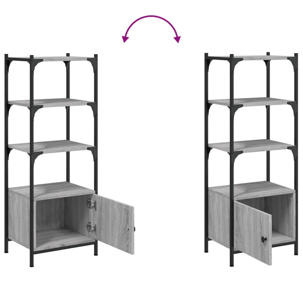 Bookcase 3-Tier Grey Sonoma 41x30x109,5 cm Engineered Wood
