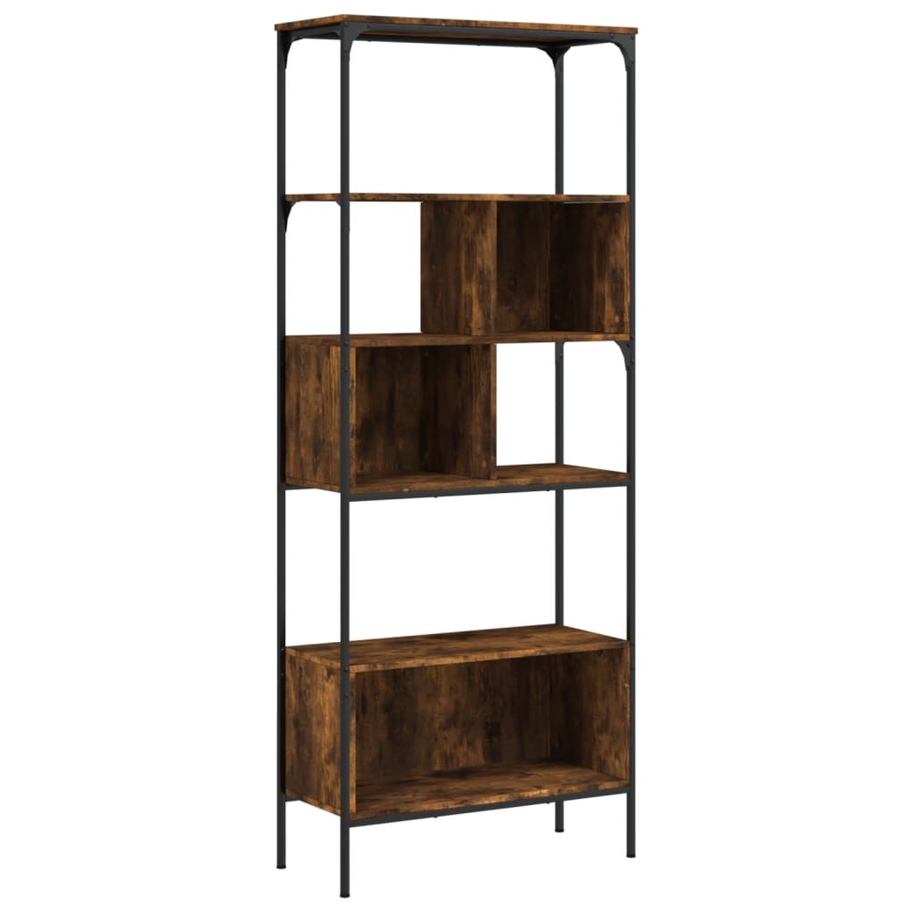 Bookcase 5-Tier Smoked Oak 76x33x188,5 cm Engineered Wood
