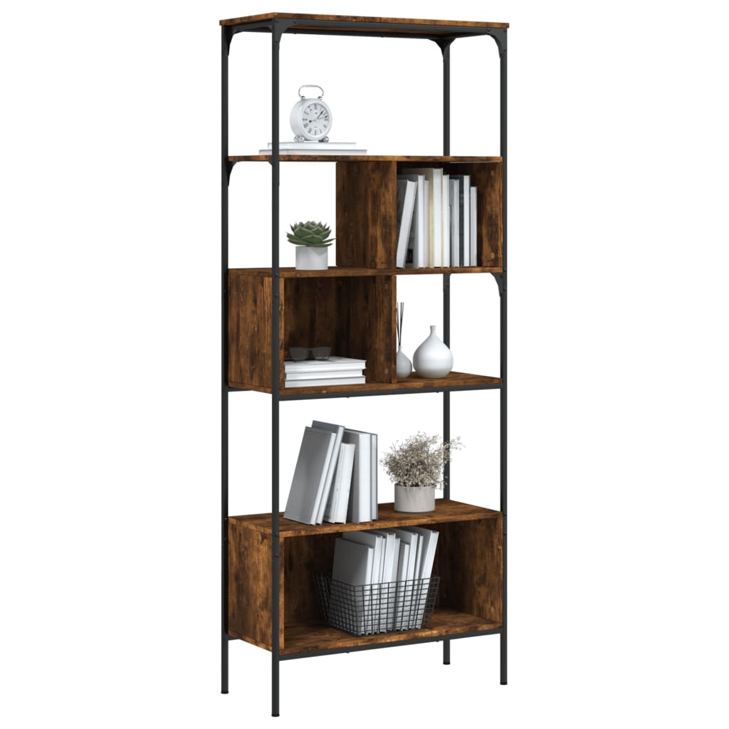 Bookcase 5-Tier Smoked Oak 76x33x188,5 cm Engineered Wood