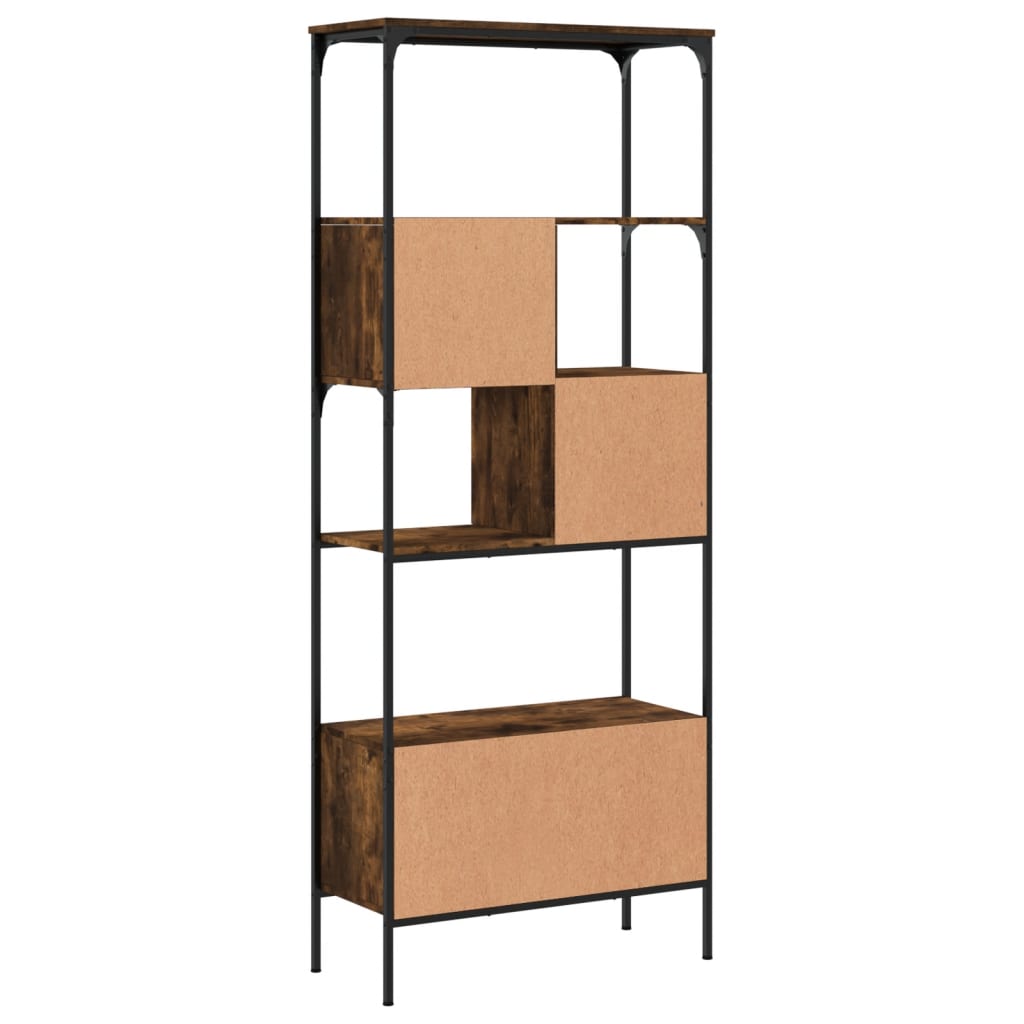 Bookcase 5-Tier Smoked Oak 76x33x188,5 cm Engineered Wood