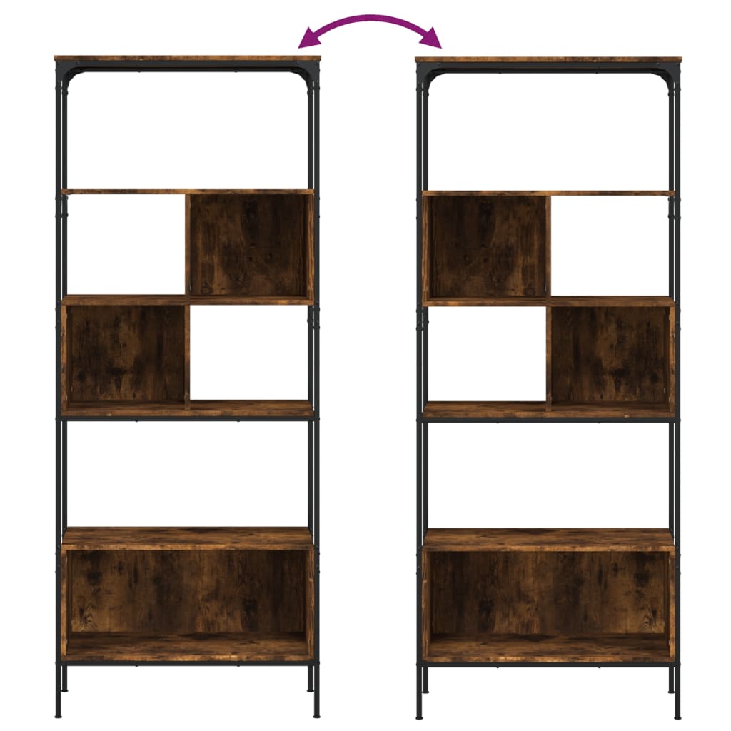 Bookcase 5-Tier Smoked Oak 76x33x188,5 cm Engineered Wood