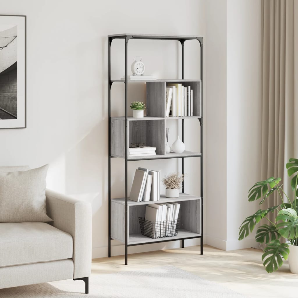 Bookcase 5-Tier Grey Sonoma 76x33x188,5 cm Engineered Wood