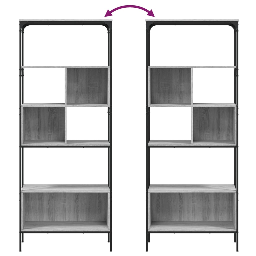 Bookcase 5-Tier Grey Sonoma 76x33x188,5 cm Engineered Wood
