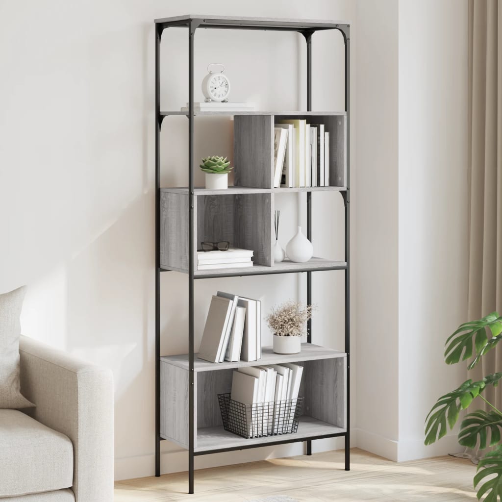 Bookcase 5-Tier Grey Sonoma 76x33x188,5 cm Engineered Wood