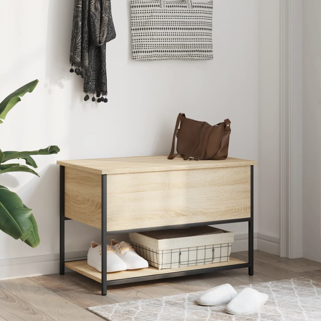 vidaXL Storage Bench Sonoma Oak 70x42.5x47 cm Engineered Wood