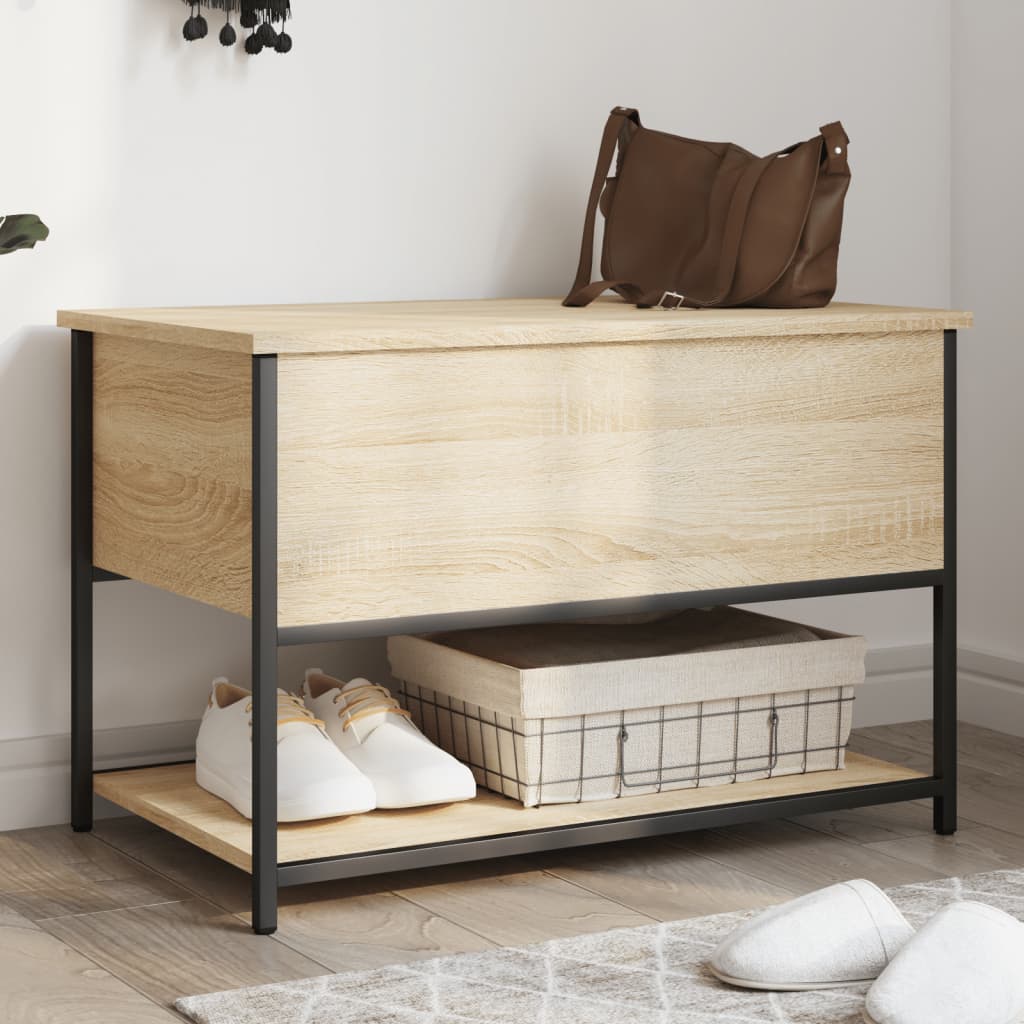 vidaXL Storage Bench Sonoma Oak 70x42.5x47 cm Engineered Wood