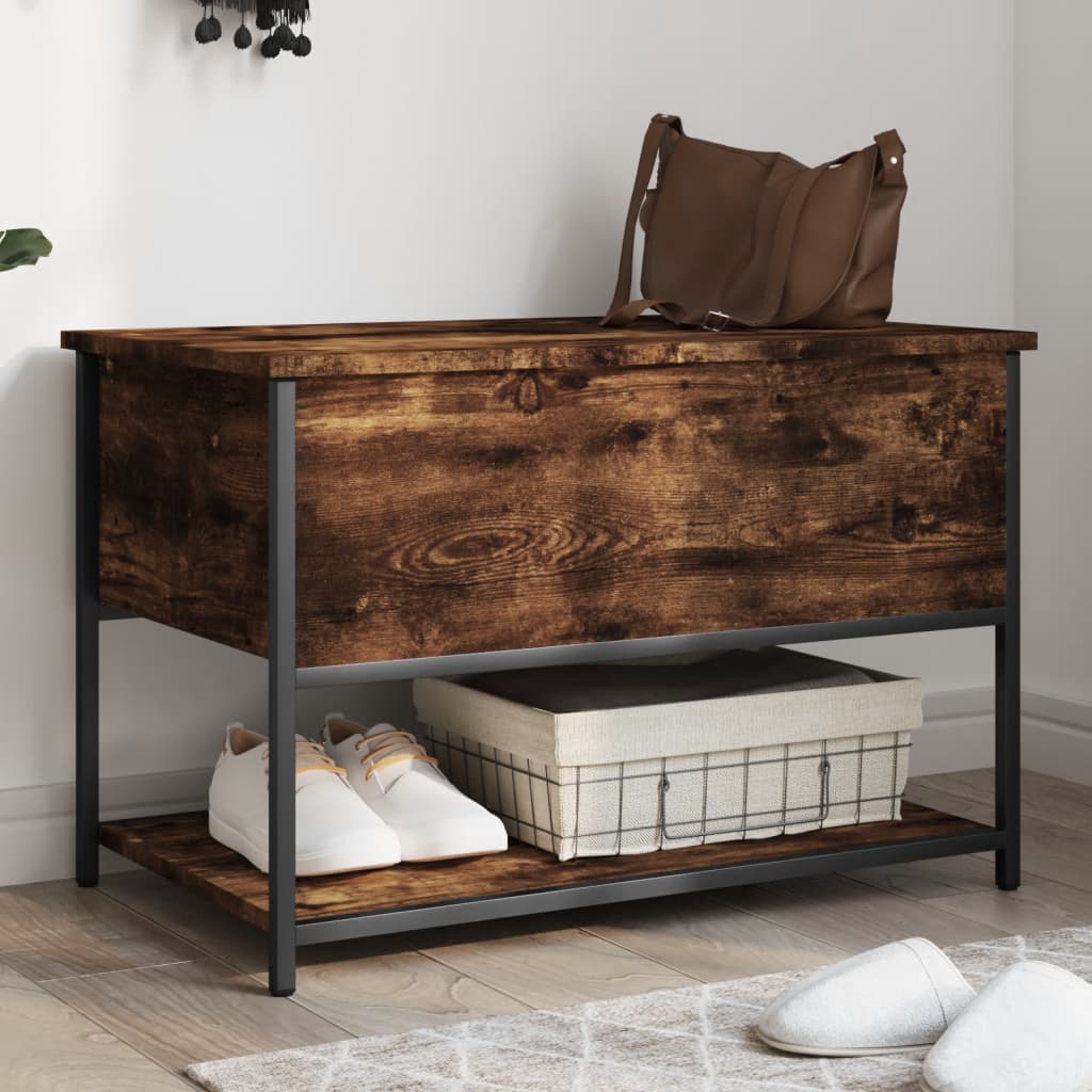 vidaXL Storage Bench Smoked Oak 70x42.5x47 cm Engineered Wood