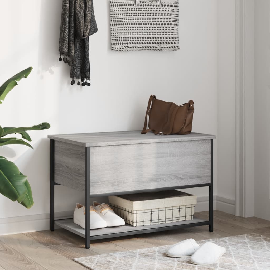 vidaXL Storage Bench Grey Sonoma 70x42.5x47 cm Engineered Wood
