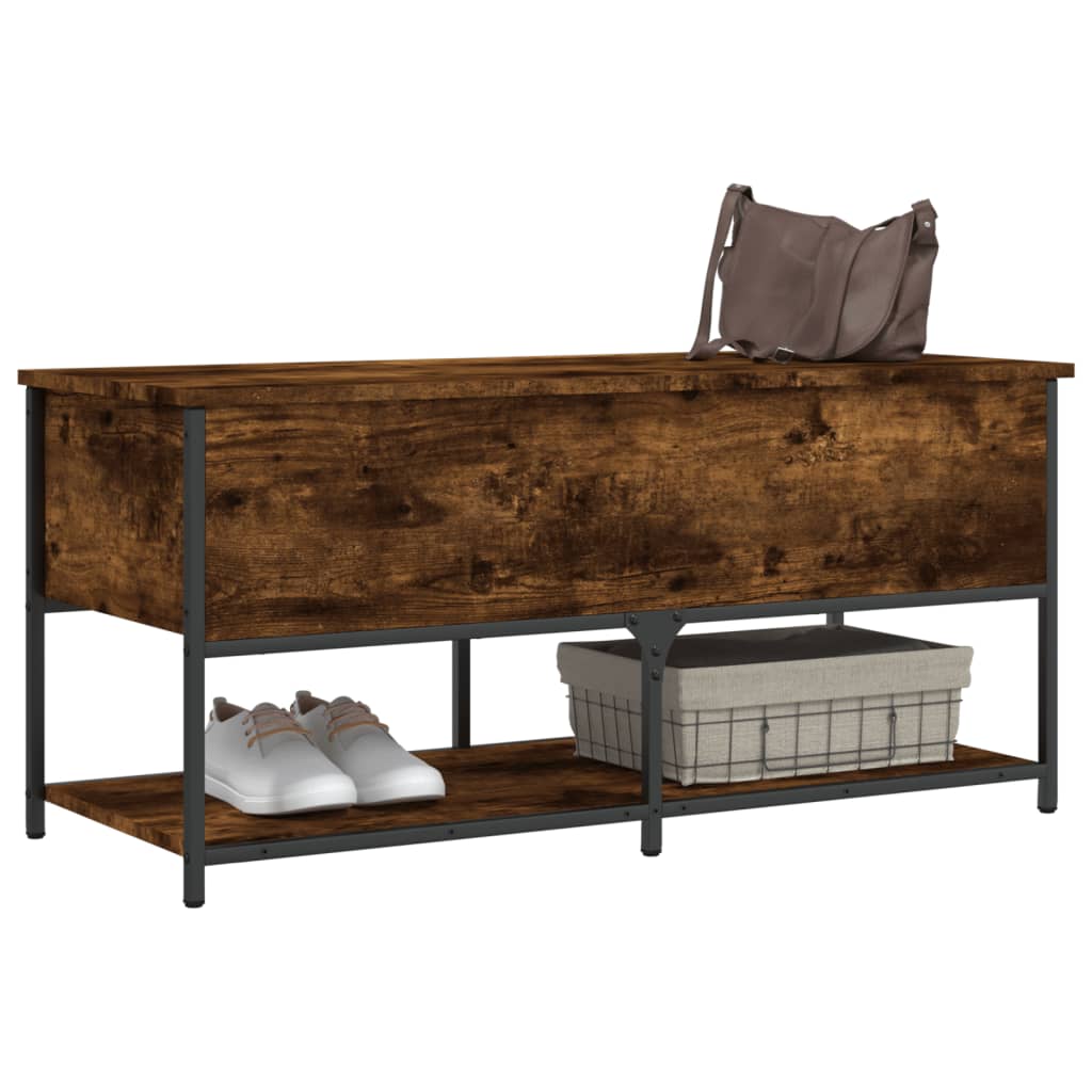 vidaXL Storage Bench Smoked Oak 100x42.5x47 cm Engineered Wood