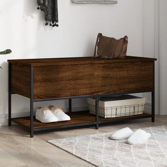 vidaXL Storage Bench Brown Oak 100x42.5x47 cm Engineered Wood