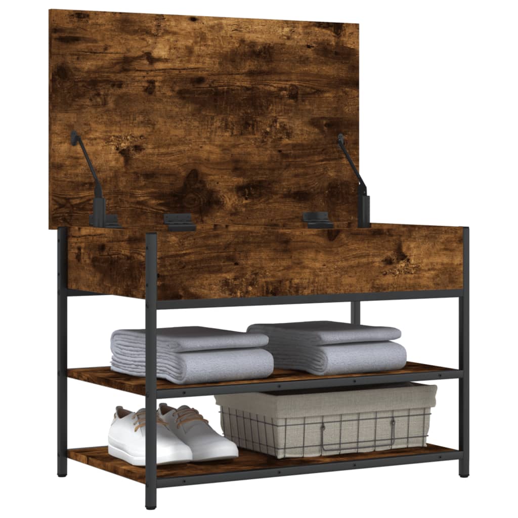 vidaXL Shoe Bench Smoked Oak 70x42.5x50 cm Engineered Wood