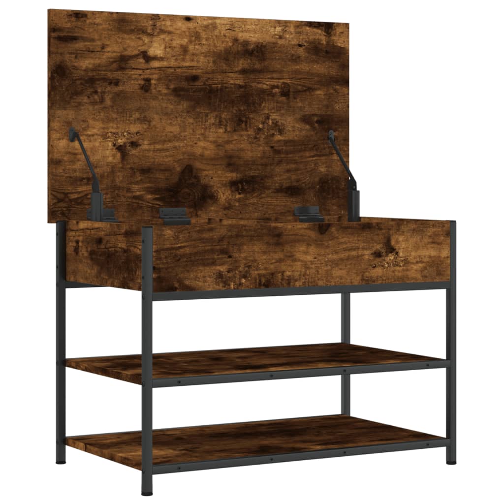 vidaXL Shoe Bench Smoked Oak 70x42.5x50 cm Engineered Wood