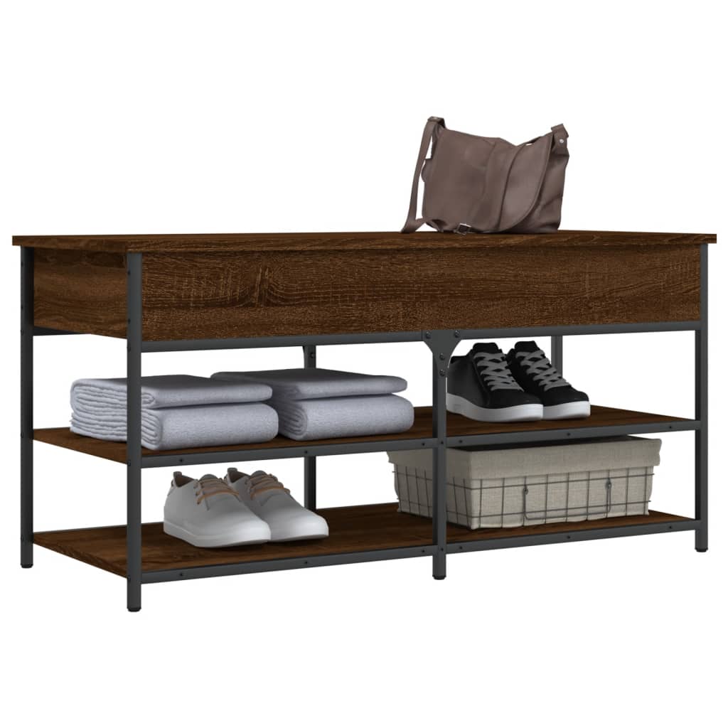 vidaXL Shoe Bench Brown Oak 100x42.5x50 cm Engineered Wood