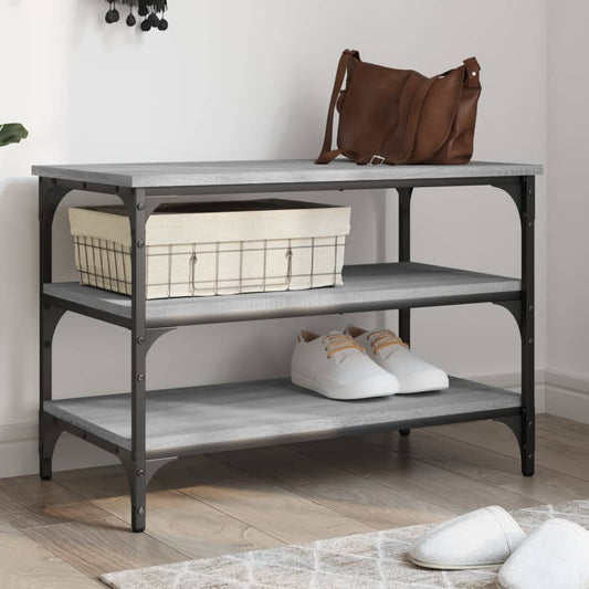 vidaXL Shoe Bench Grey Sonoma 70x38.5x49 cm Engineered Wood