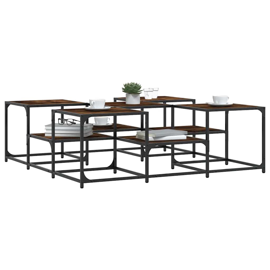 Coffee Table Smoked Oak 121x121x40 cm Engineered Wood