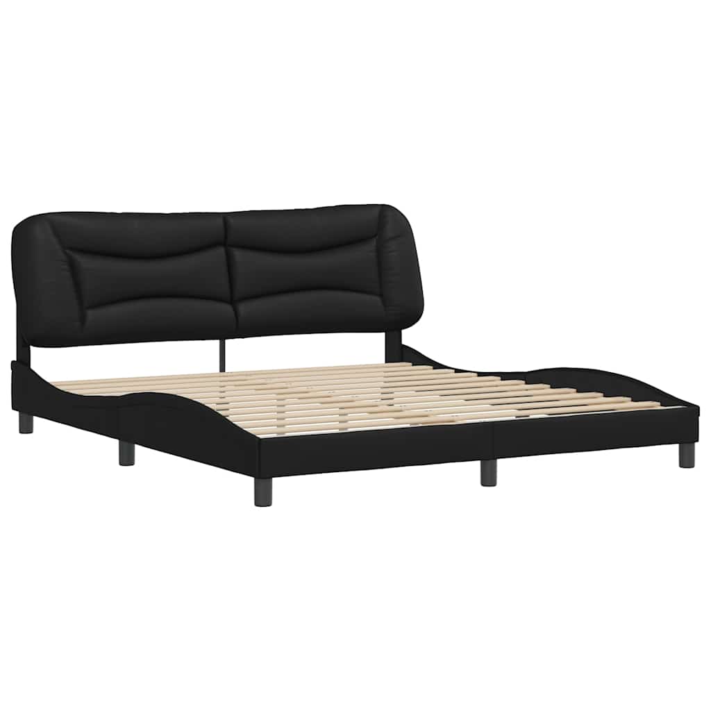 Bed Frame without Mattress "Hvar" Black 180x200 cm Super King Faux Leather