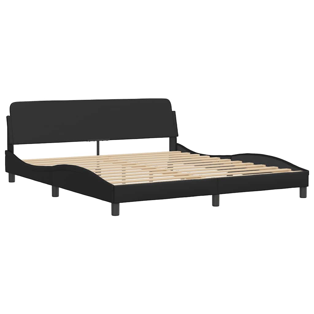 Bed Frame without Mattress "Hvar" Black 180x200 cm Super King Faux Leather
