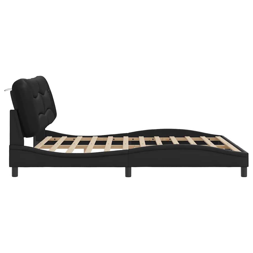 Bed Frame without Mattress "Hvar" Black 180x200 cm Super King Faux Leather